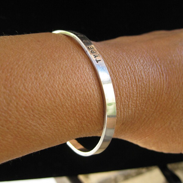 Cuff Bracelet Medical ID Jewelry Unisex or Child's Heavy Sterling Silver CUSTOM MADE with Your Information