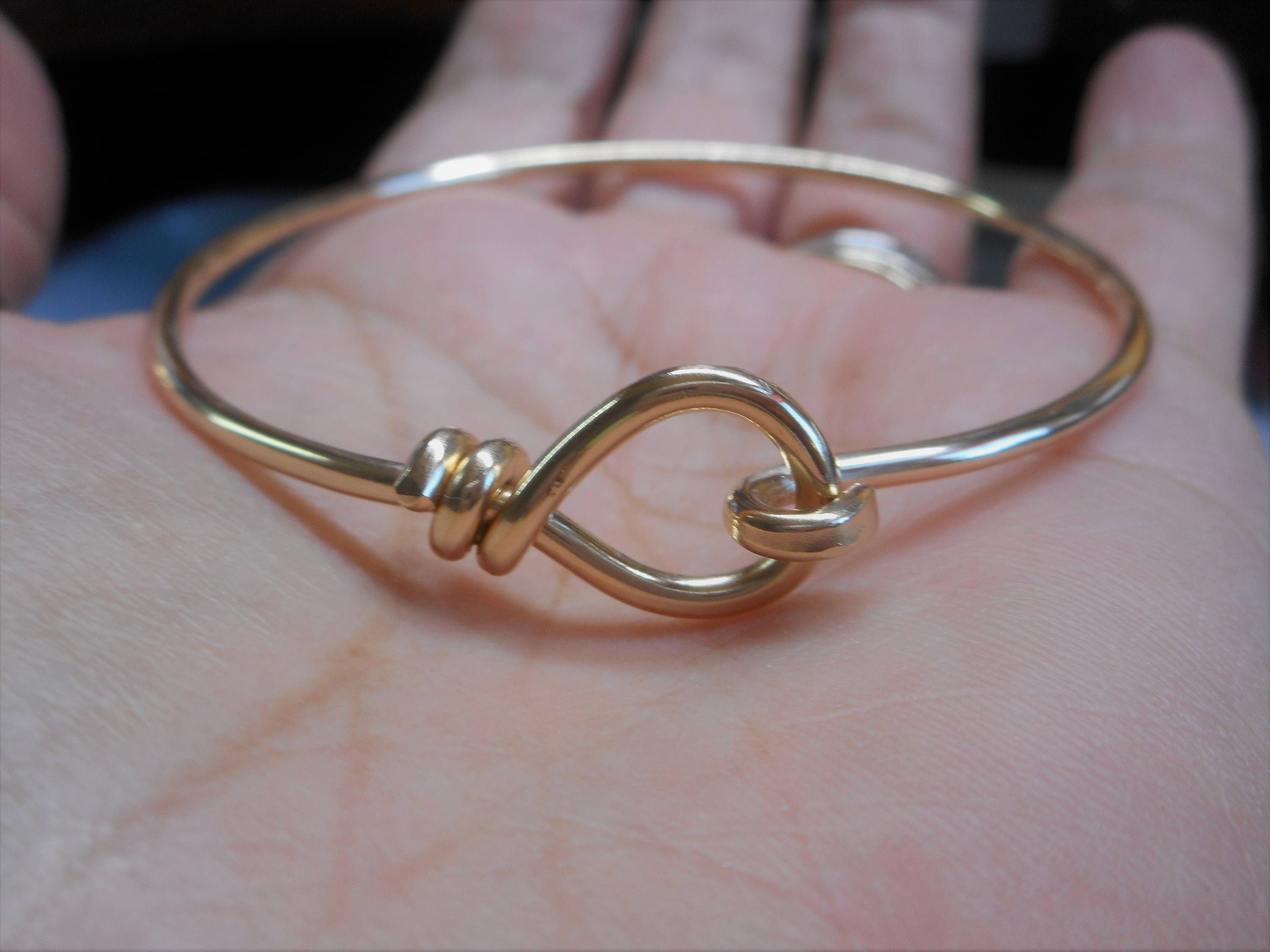 Heavy Gold Hook & Eye Bangle Custom Size Bracelet Hook Clasp Etsy