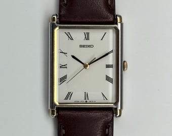 Rare Seiko Tank 5P31-5D40 Quartz Watch | White Dial Gold Body