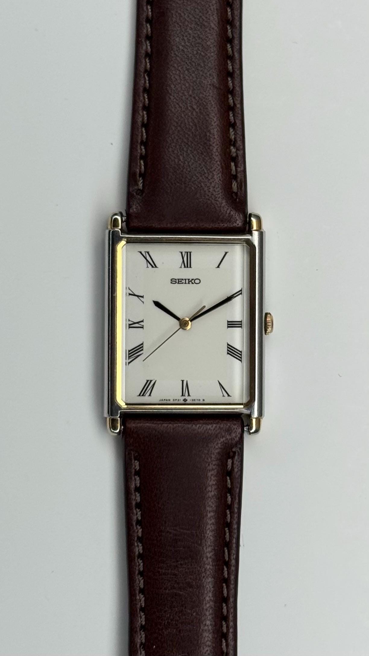 Rare Seiko Tank 5P31-5D40 Quartz Watch | White Dial Gold Body
