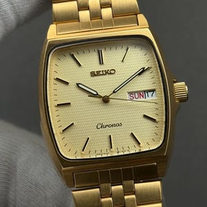 Rare SEIKO Chronos 5H23-5110 Quartz Textured Dial 30 SPG Gold Plated Watch for Men Japanese