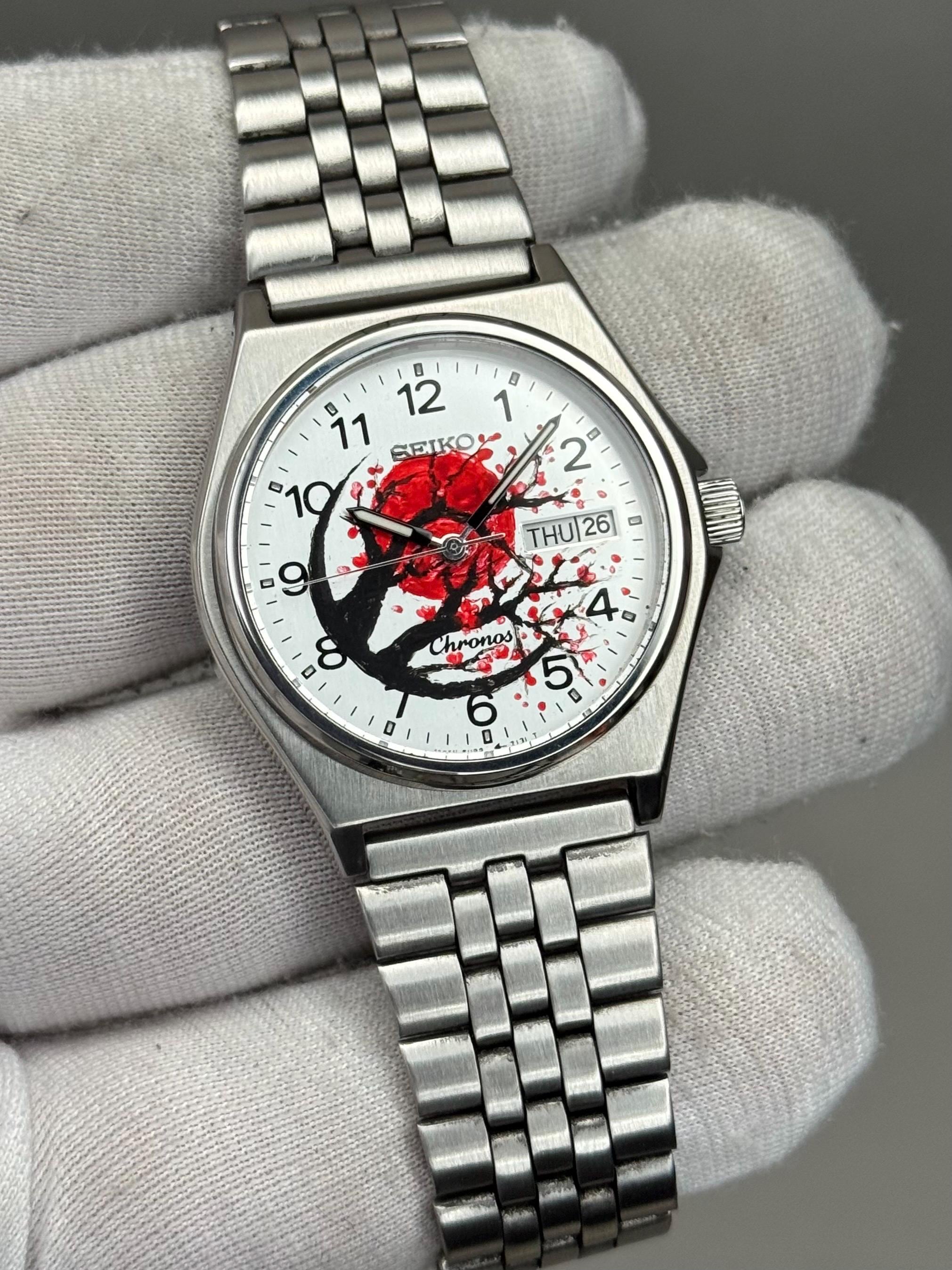 Vintage Seiko Chronos 5H23-7060 Japanese Sunset Hand-painted Watch