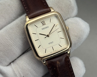 1994 Rare SEIKO Spirit 5E21-5B50 SPG Gold Tank Tuxtured Dial