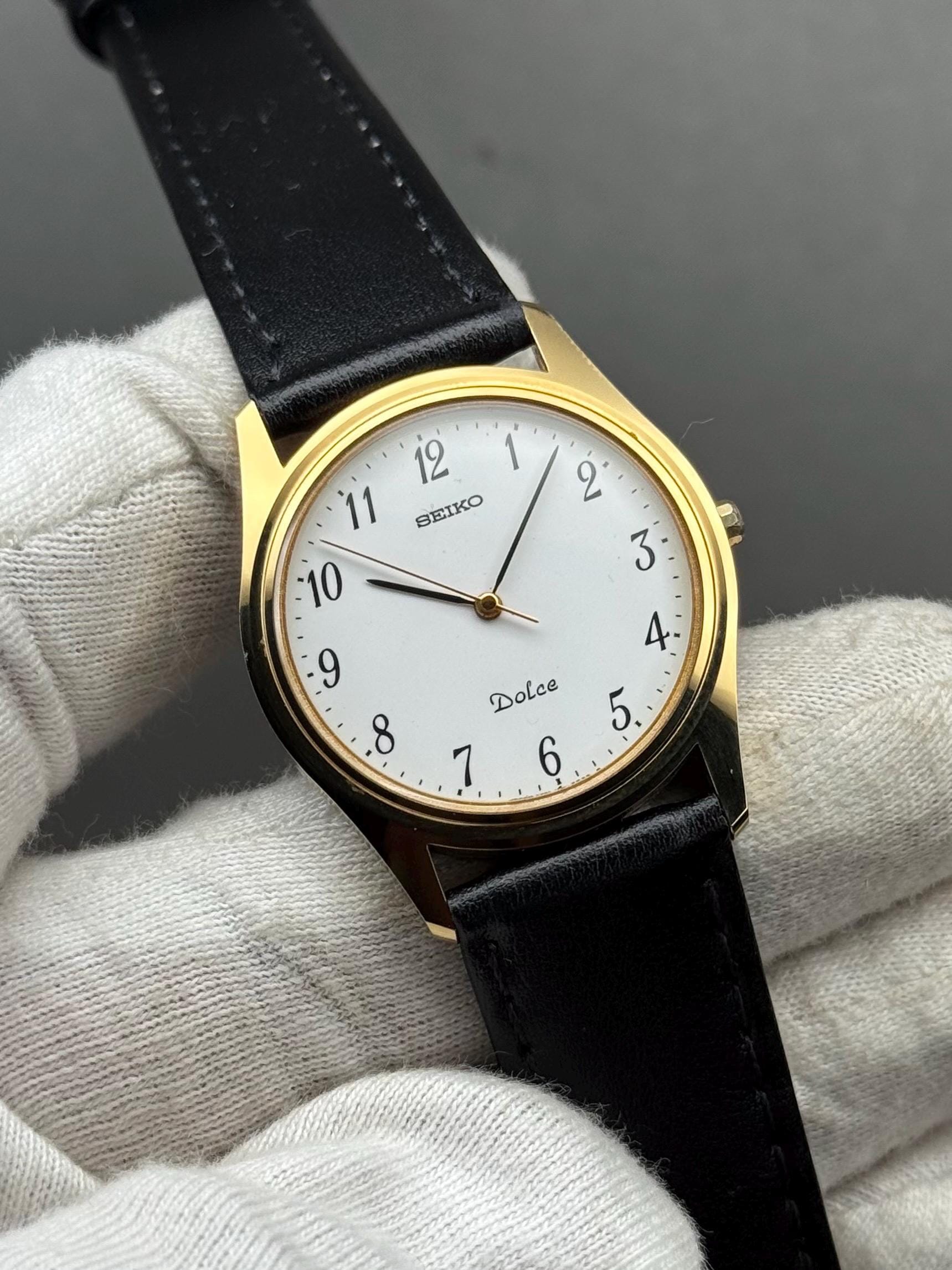 Vintage 1986 Seiko Dolce 7741-602A Gold Tone QZ Men's Watch