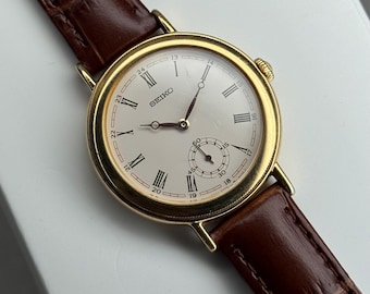 Vintage 1990 Exc+5 Seiko Dolce 9530-5020 Roman Two-tone Tank
