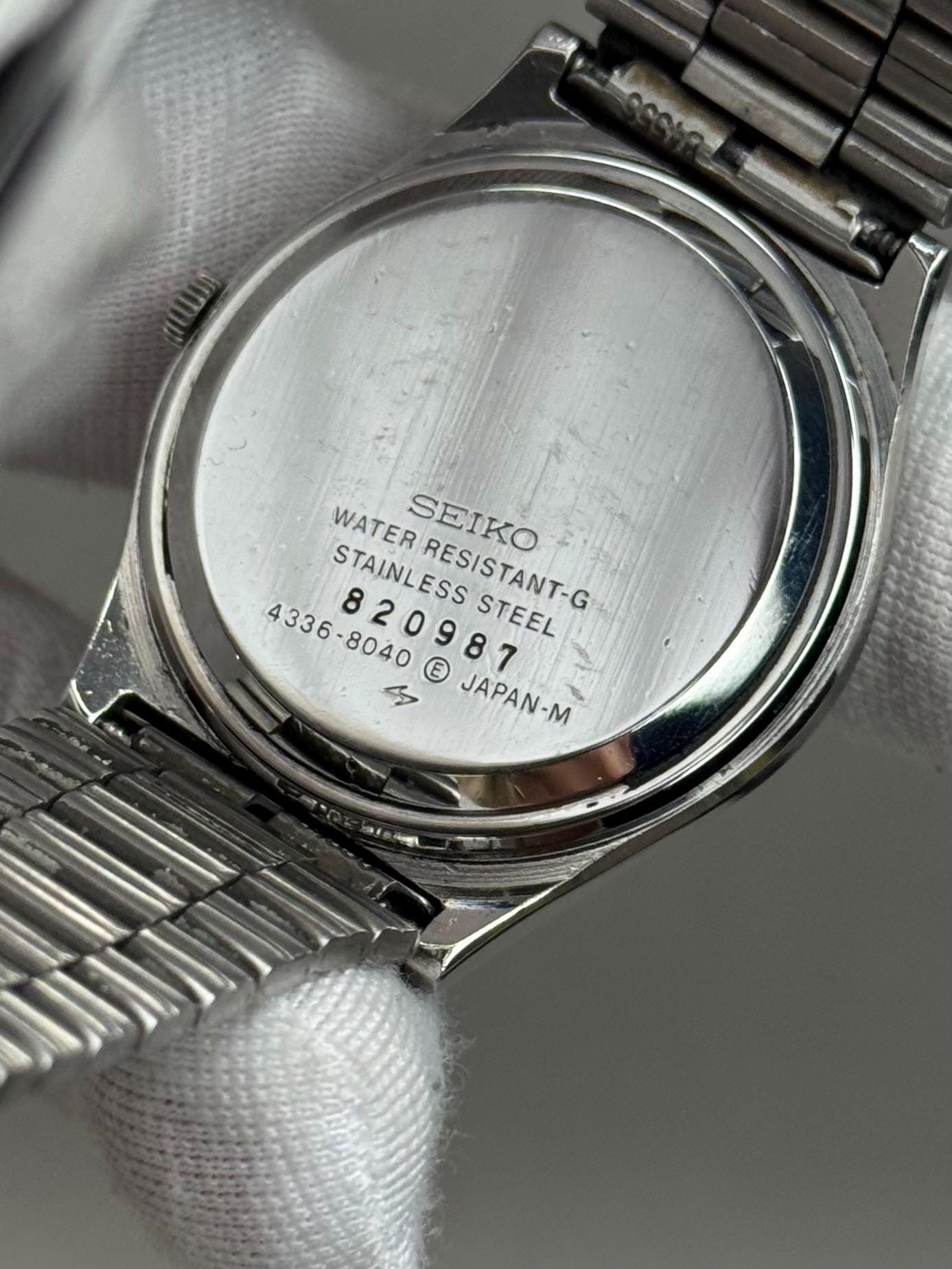 Rare Seiko Type II 4336-8040 Quartz Blue Dial Japanese Silver