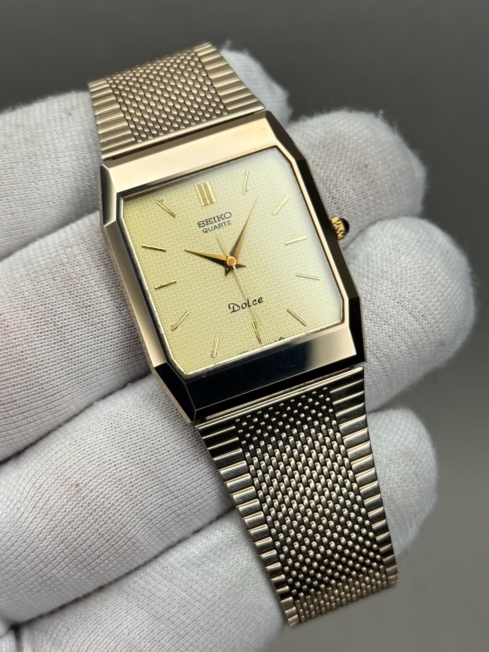 Rare SEIKO Dolce 9521-5110 Quartz Date Gold-tone Men's Watch