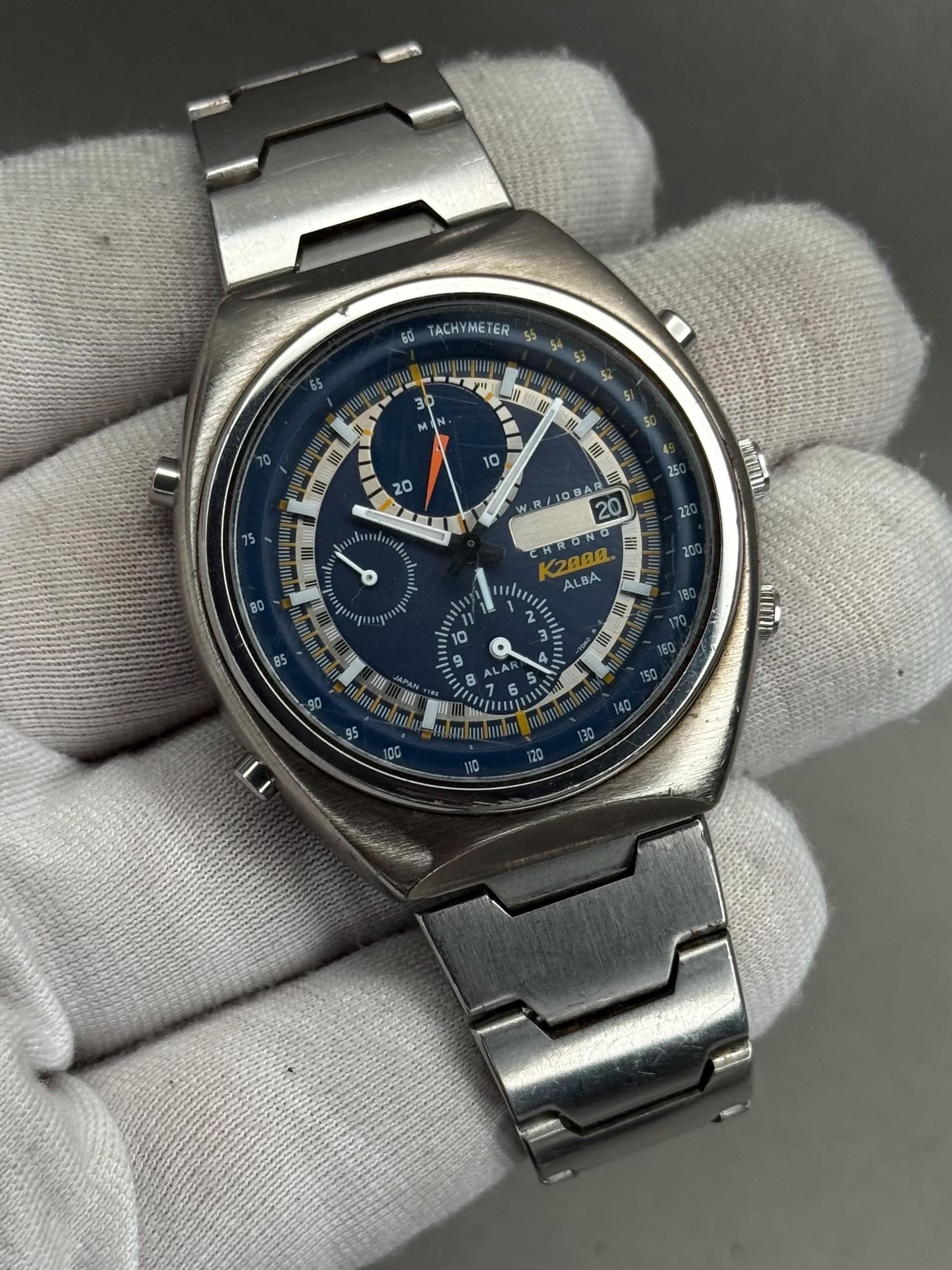 【SEIKO】ALBA CARIB Seiko Alba K2000 Y182-7C10 Chronograph Watch | Blue Dial | Vintage