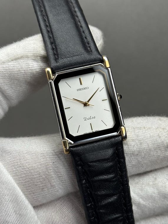 Vintage SEIKO Dolce Exceline 7741-5050 Tank Shap SGP Gold Plated