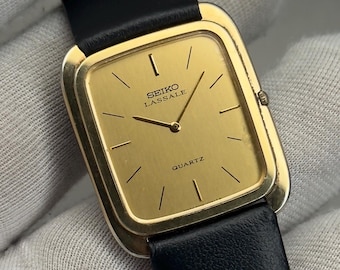 SEIKO LASSALE ラサール稼働品 超薄型 Quartz Vintage Vintage very rare Men's Lassale (Seiko) Silver tone quartz watch