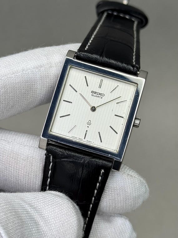 Rare SEIKO Chariot Tank 7820-5350 Quartz Silver Dial Formal Watch