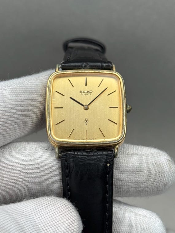 Rare SEIKO Chariot Tank 7820-5430 Quartz Gold Dial Formal Watch - Etsy