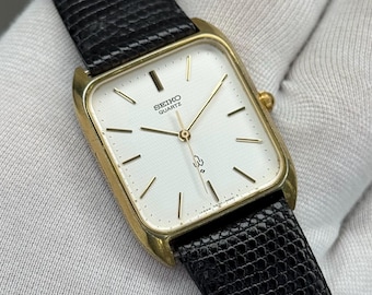 Rare SEIKO Quartz Tank 7830-5000 Quartz Silver White Dial - Men's