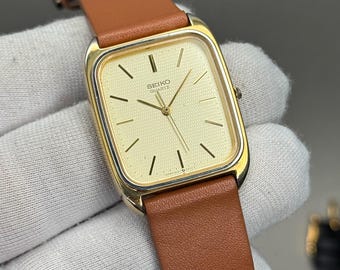 Vintage 1990 Exc+5 Seiko Dolce 9530-5020 Roman Two-tone Tank