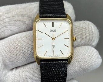 Rare SEIKO Quartz Tank 7830-5000 Quartz Silver White Dial - Men's