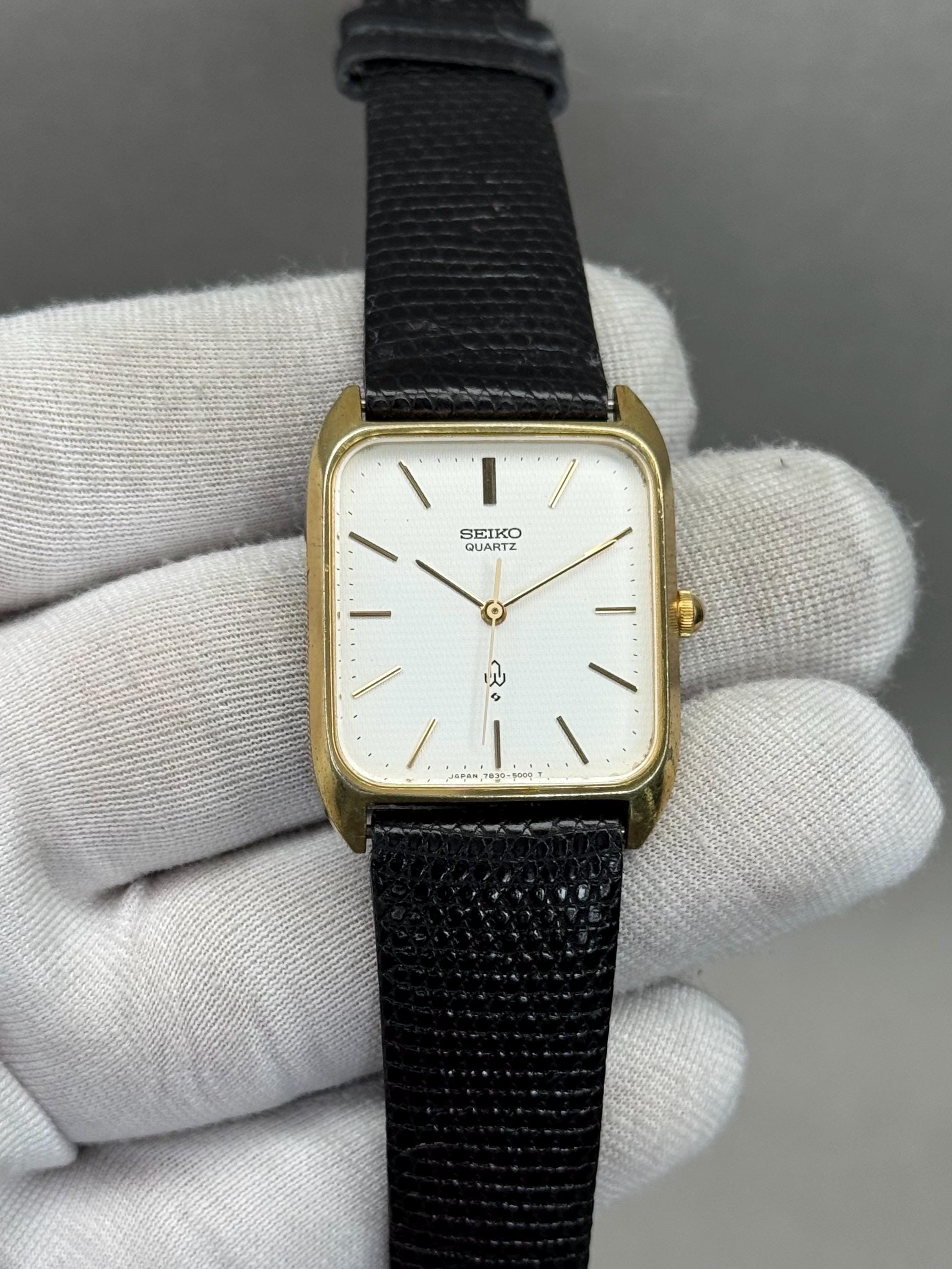 Rare SEIKO Quartz Tank 7830-5000 Quartz Silver White Dial - Men