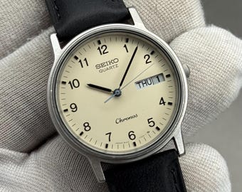 Rare SEIKO Chronos 7433-5010 Hand-painted Dial Vintage Watch