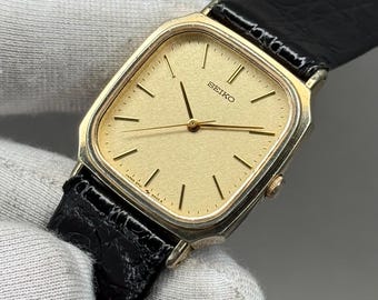 Rare Seiko Tank 5P31-5270 Quartz Ivory Gold Japanese Men's Watch