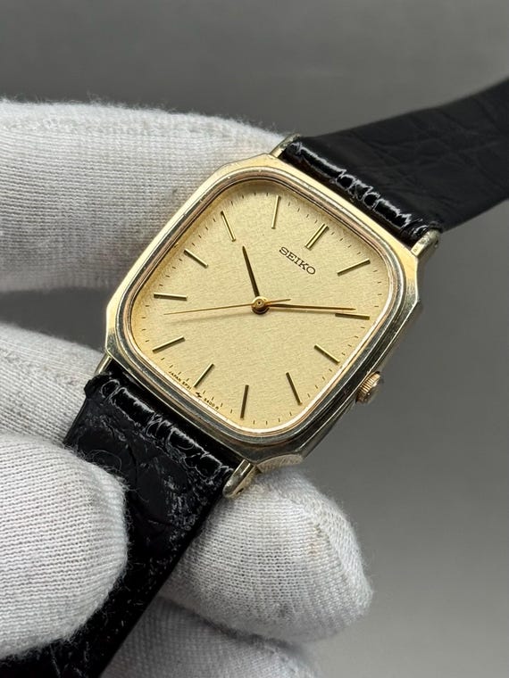 Rare Seiko Tank 5P31-5270 Quartz Ivory Gold Japanese Men's Watch