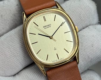 Vintage SEIKO Dolce Exceline 7741-5050 Tank Shap SGP Gold Plated