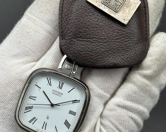 Rare Citizen Quartz 4-797728-Y Pocket Watch – Roman Numeral Dial | Vintage Japan | Working Condition
