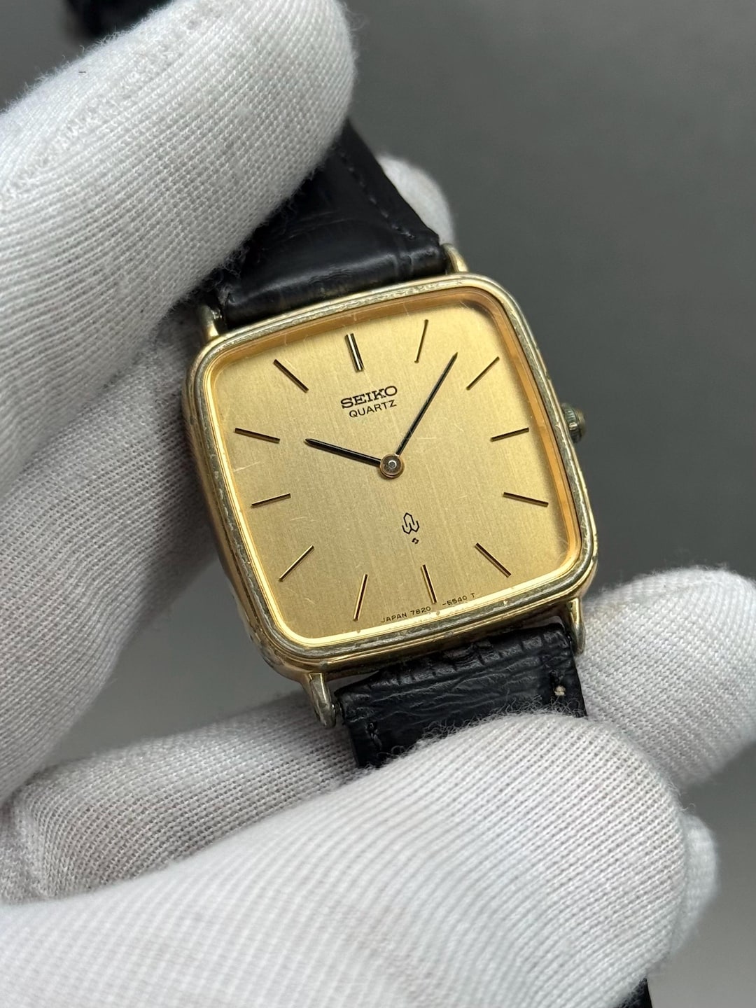 Rare SEIKO Chariot Tank 7820-5430 Quartz Gold Dial Formal Watch - Etsy