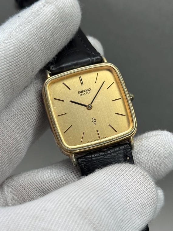 Rare SEIKO Chariot Tank 7820-5430 Quartz Gold Dial Formal Watch - Etsy