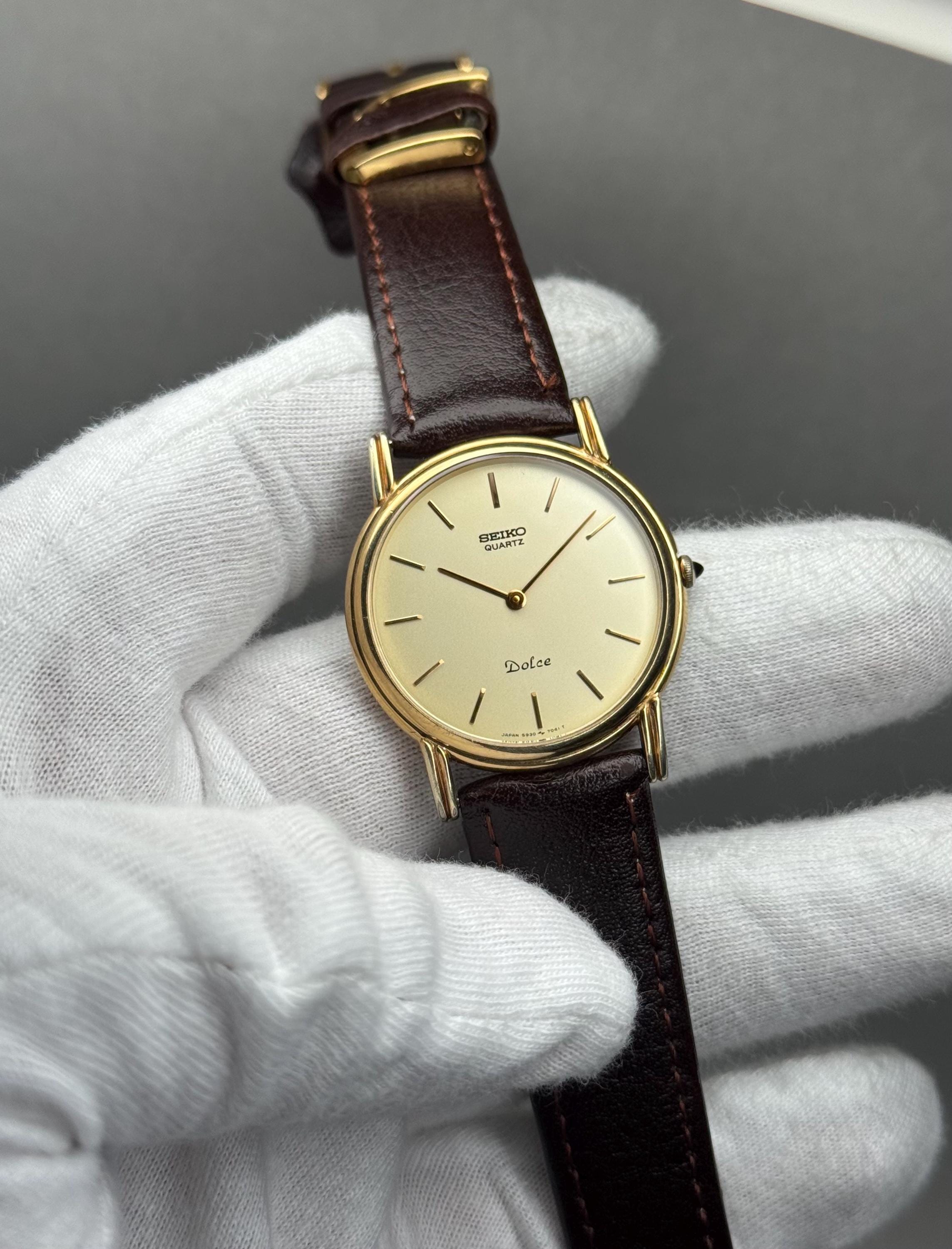 Rare SEIKO Dolce 5930-7020 Quartz SPG 30 Gold Plated Vintage