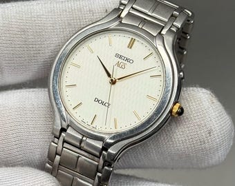 Rare SEIKO AGS Dolce 4M21-0B10 Textured Dial Chain Watch | Kinetic