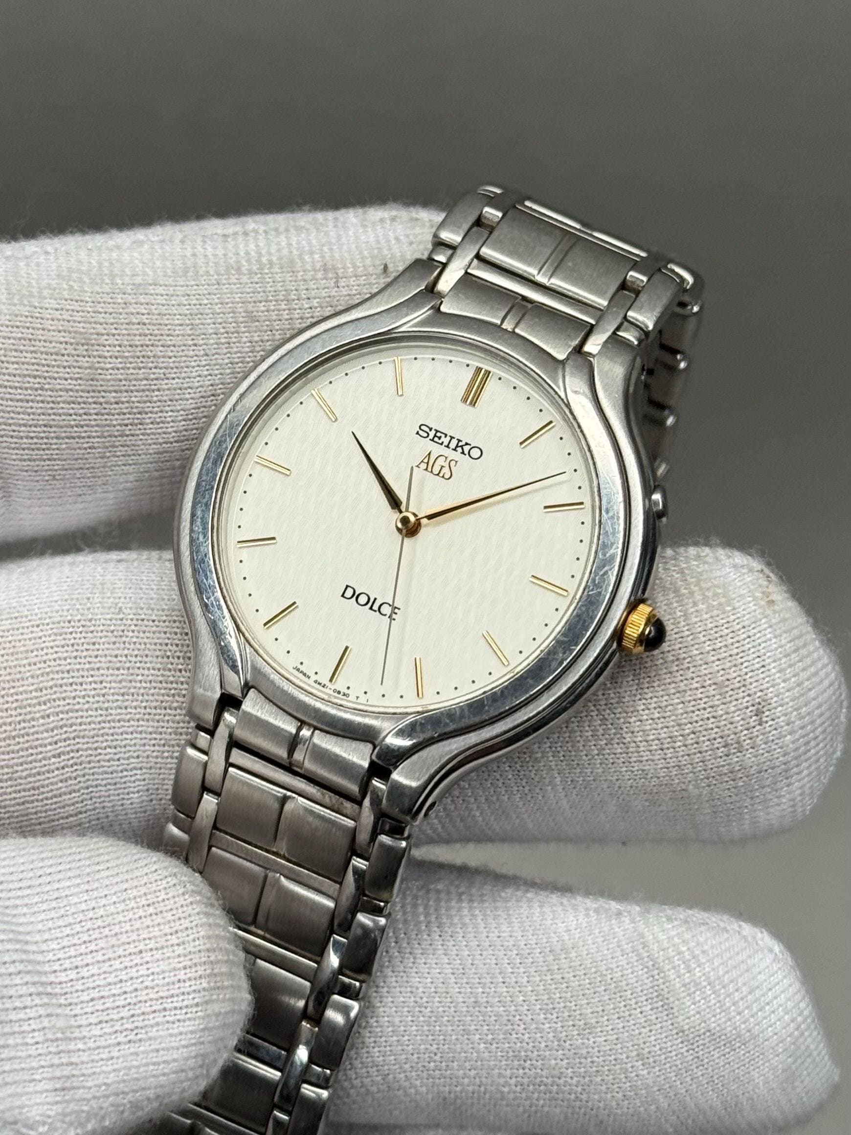 Rare SEIKO AGS Dolce 4M21-0B10 Textured Dial Chain Watch | Kinetic