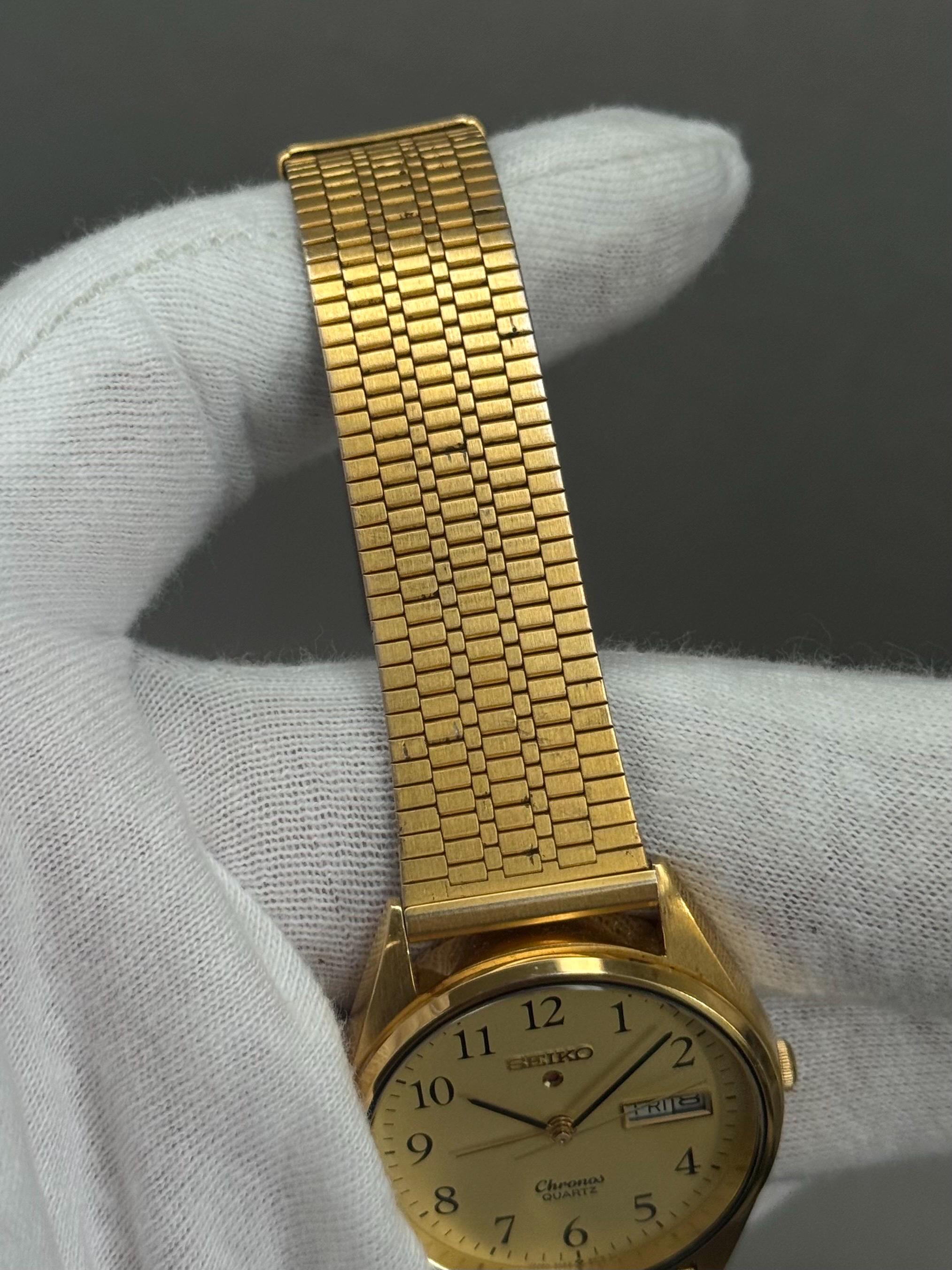 Rare SEIKO Chronos Alram 5C23-8000 Quartz Gold Plated Men's Watch