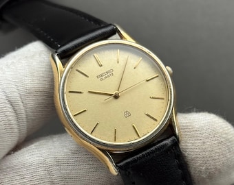 Vintage 1990 Exc+5 Seiko Dolce 9530-5020 Roman Two-tone Tank