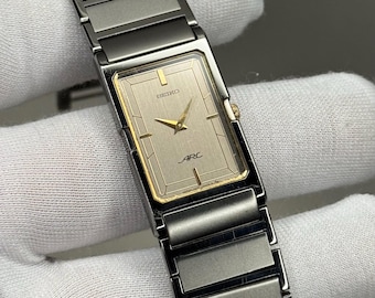 Vintage Seiko Arc Mens Tank Watch, 1985, Minimalist Quartz, Ref