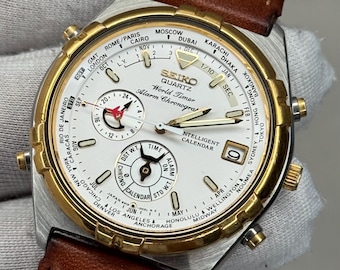 Vintage 1990 Exc+5 Seiko Dolce 9530-5020 Roman Two-tone Tank