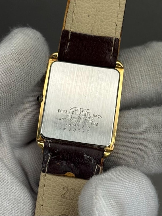 Buy Vintage 1990 Exc+5 Seiko Dolce 9530-5020 Roman Two-tone Tank