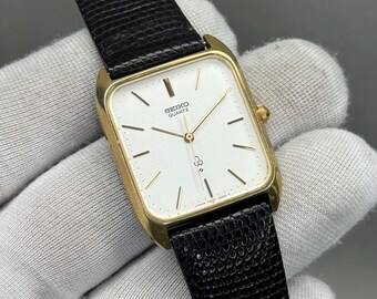 Rare SEIKO Quartz Tank 7830-5000 Quartz Silver White Dial - Men's