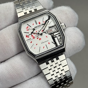 Rare SEIKO Chronos 7433-5010 Hand-painted Dial Vintage Watch