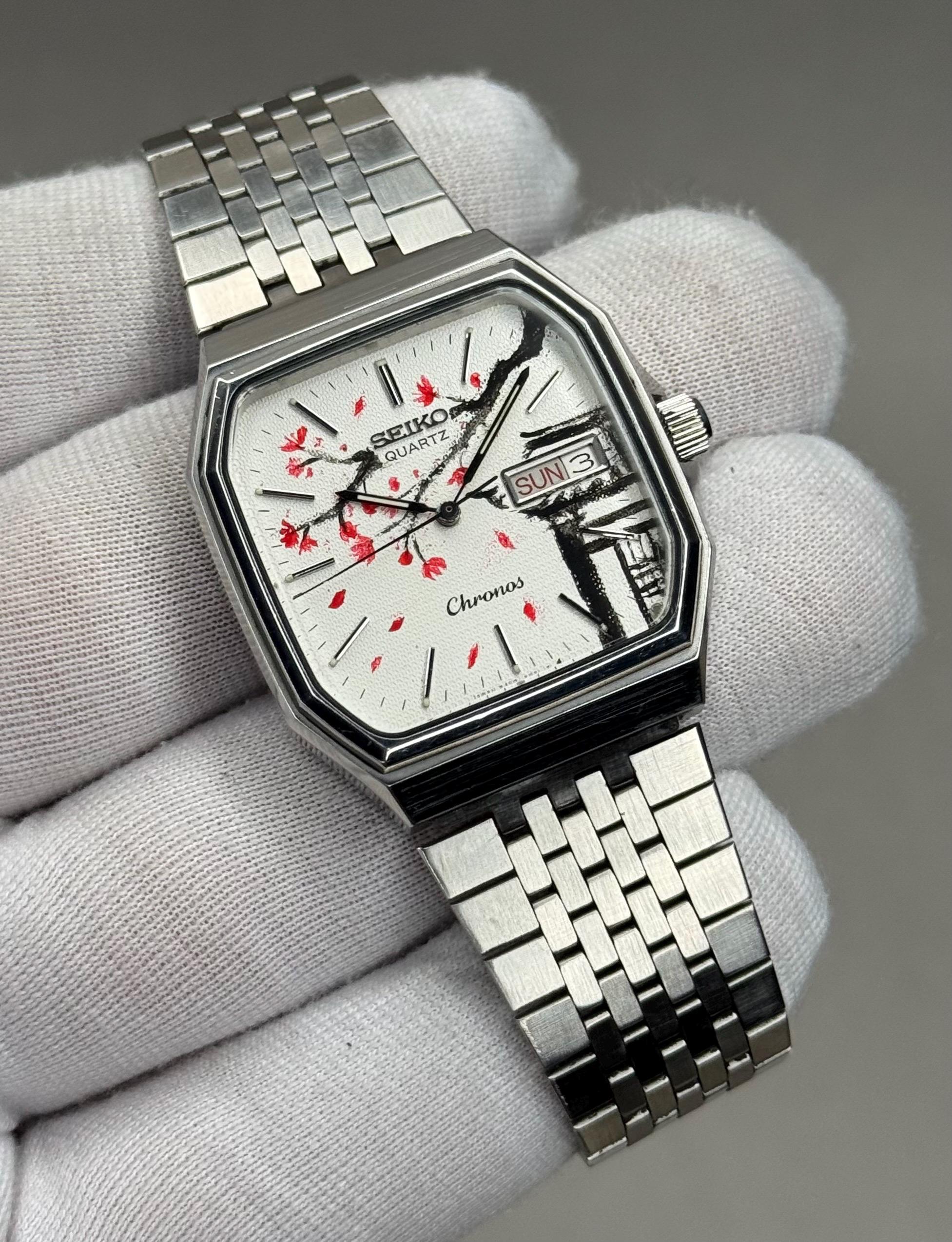Rare SEIKO Chronos 7433-5010 Hand-painted Dial Vintage Watch