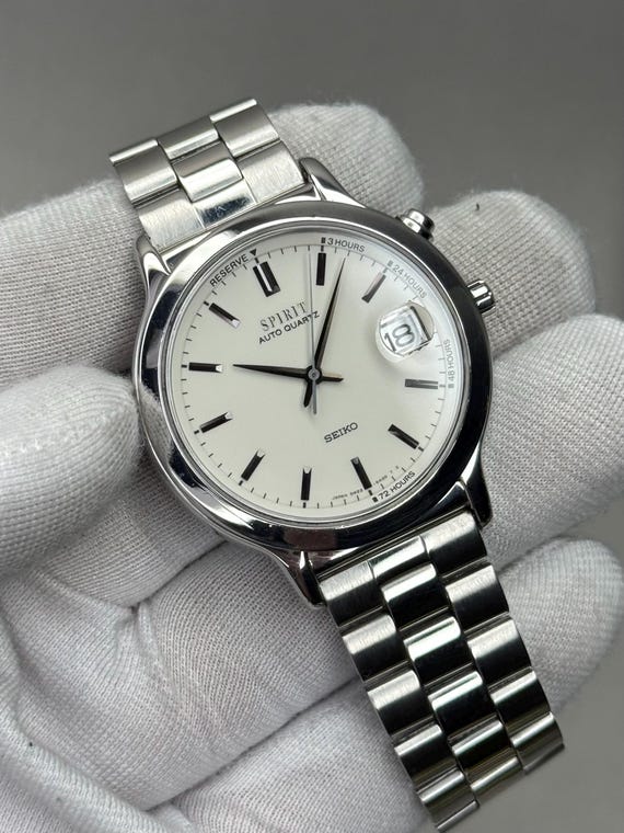 Vintage Seiko Spirit Auto Quartz 5M22-6A00 Steal Men's Watch
