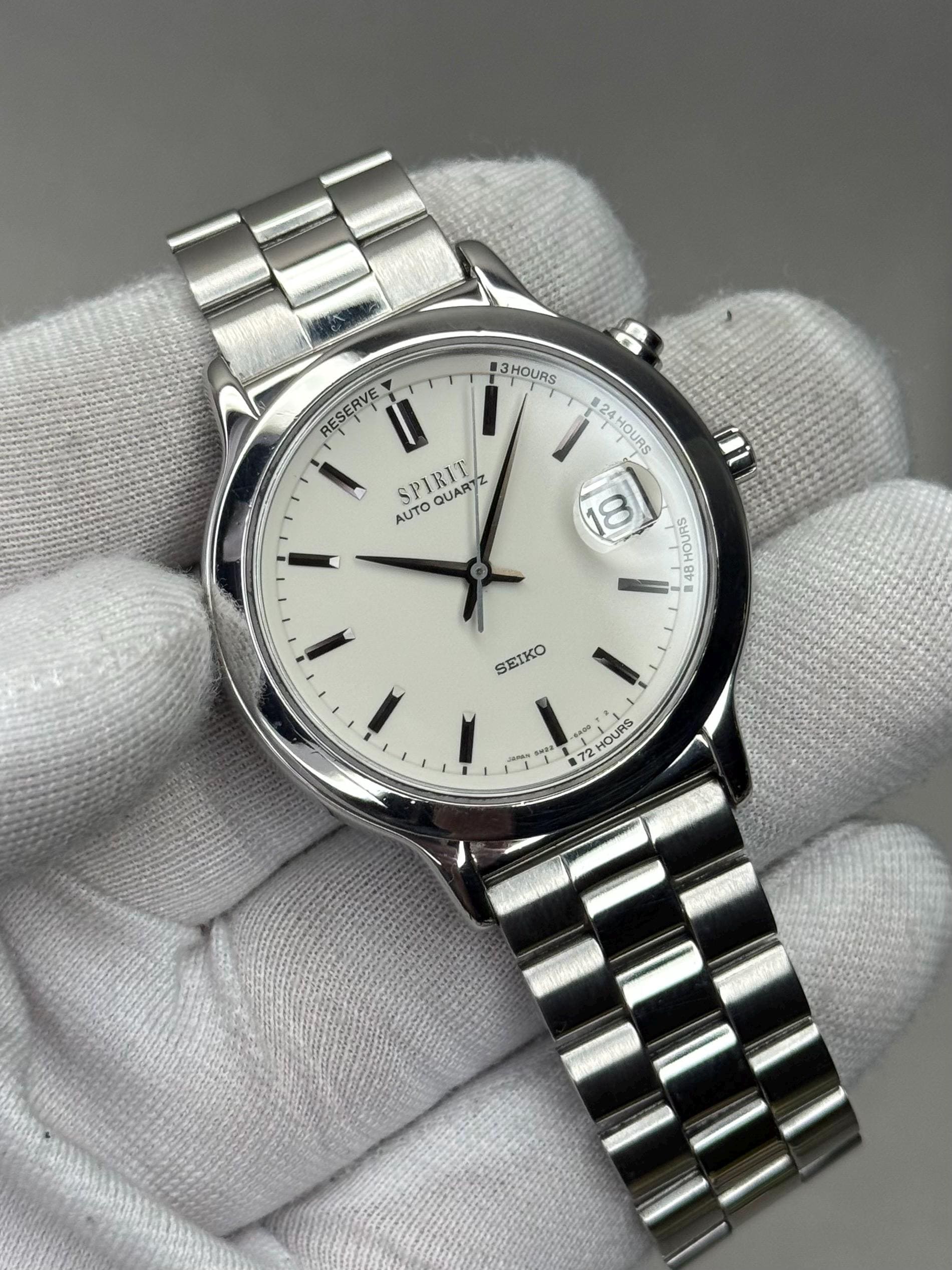 Vintage Seiko Spirit Auto Quartz 5M22-6A00 Steal Men's Watch