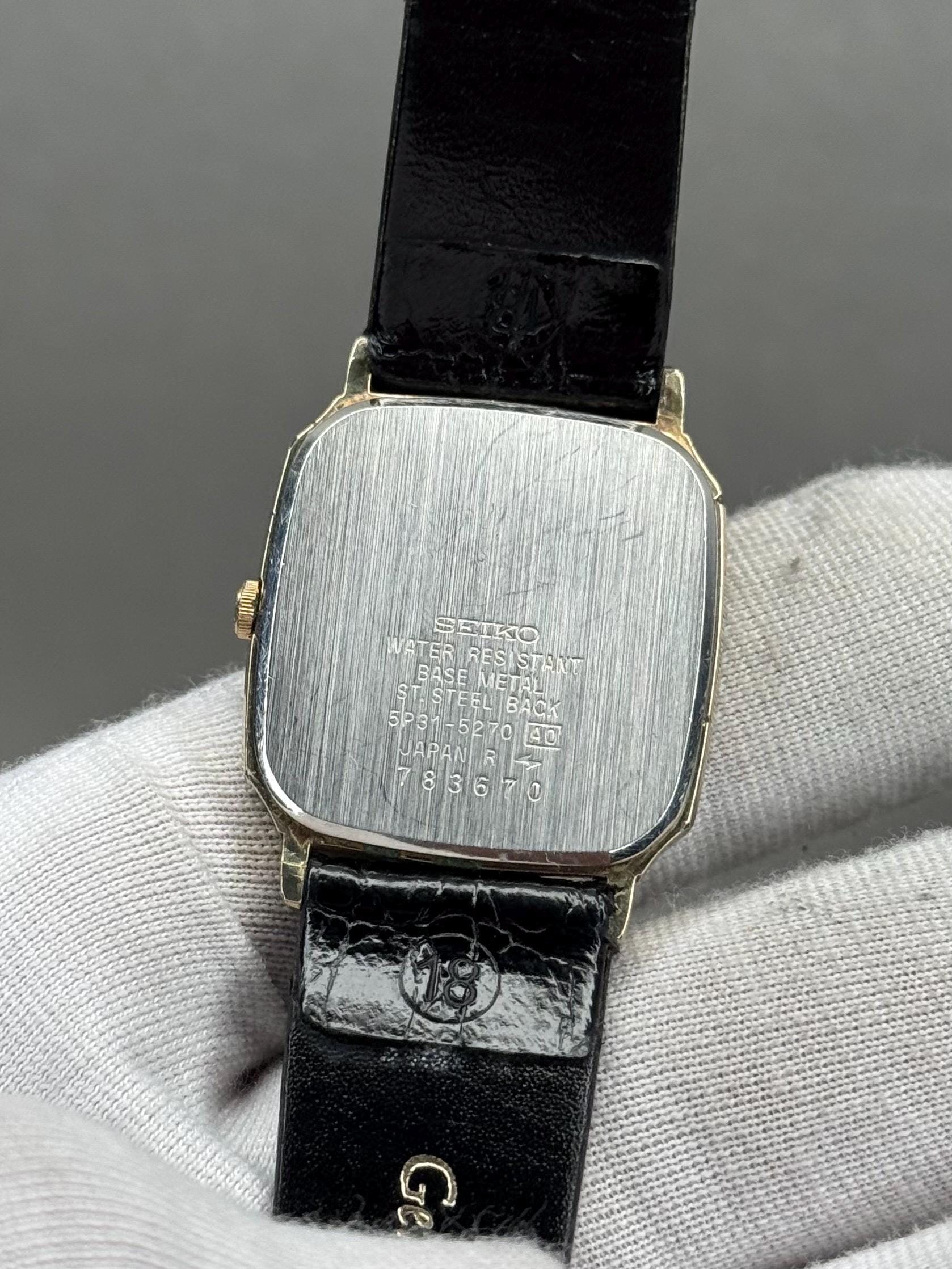 Rare Seiko Tank 5P31-5270 Quartz Ivory Gold Japanese Men's Watch