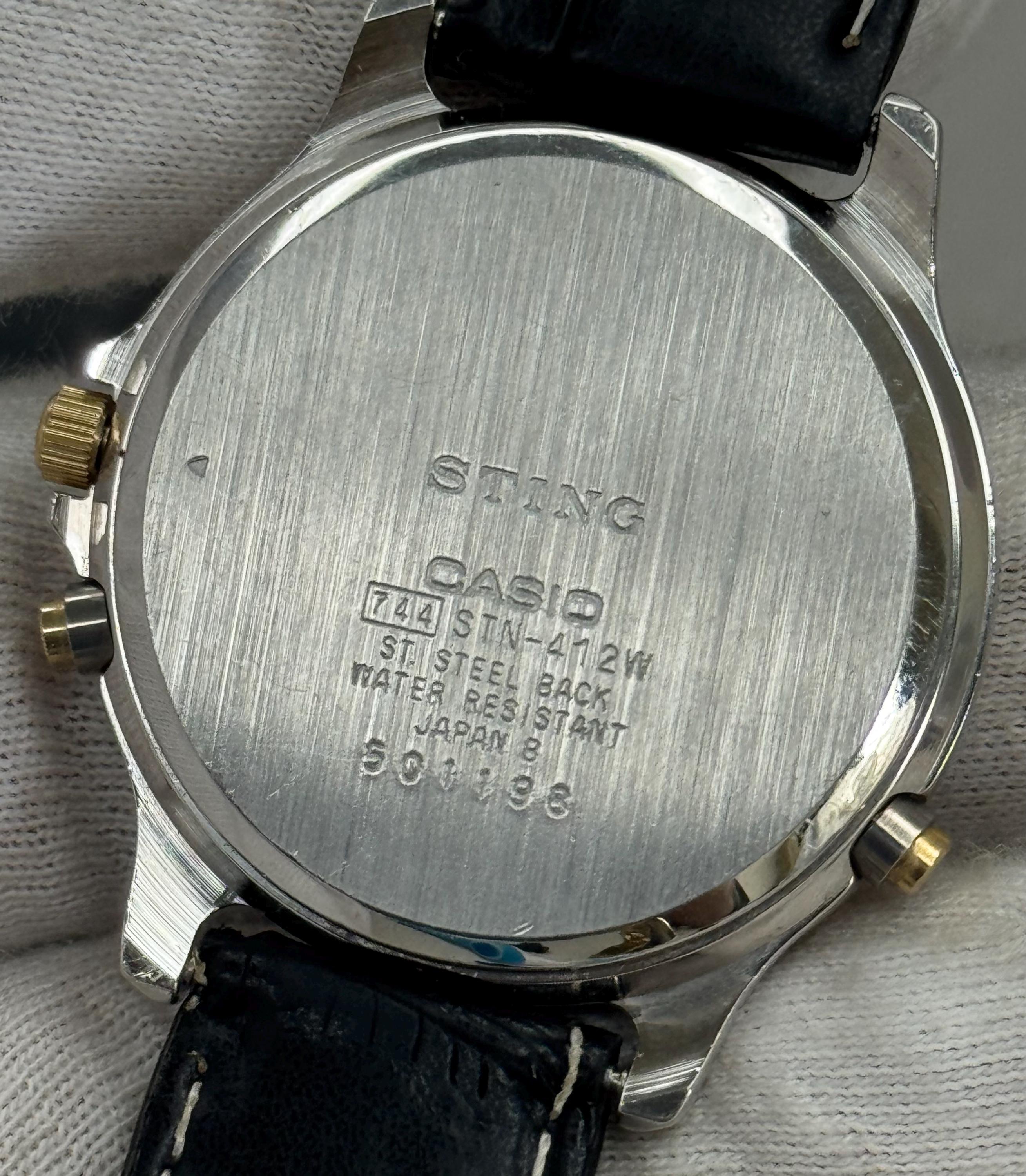 希少なCASIO Sting デュアルタイム STN-412W クォーツ テクスチャード 
