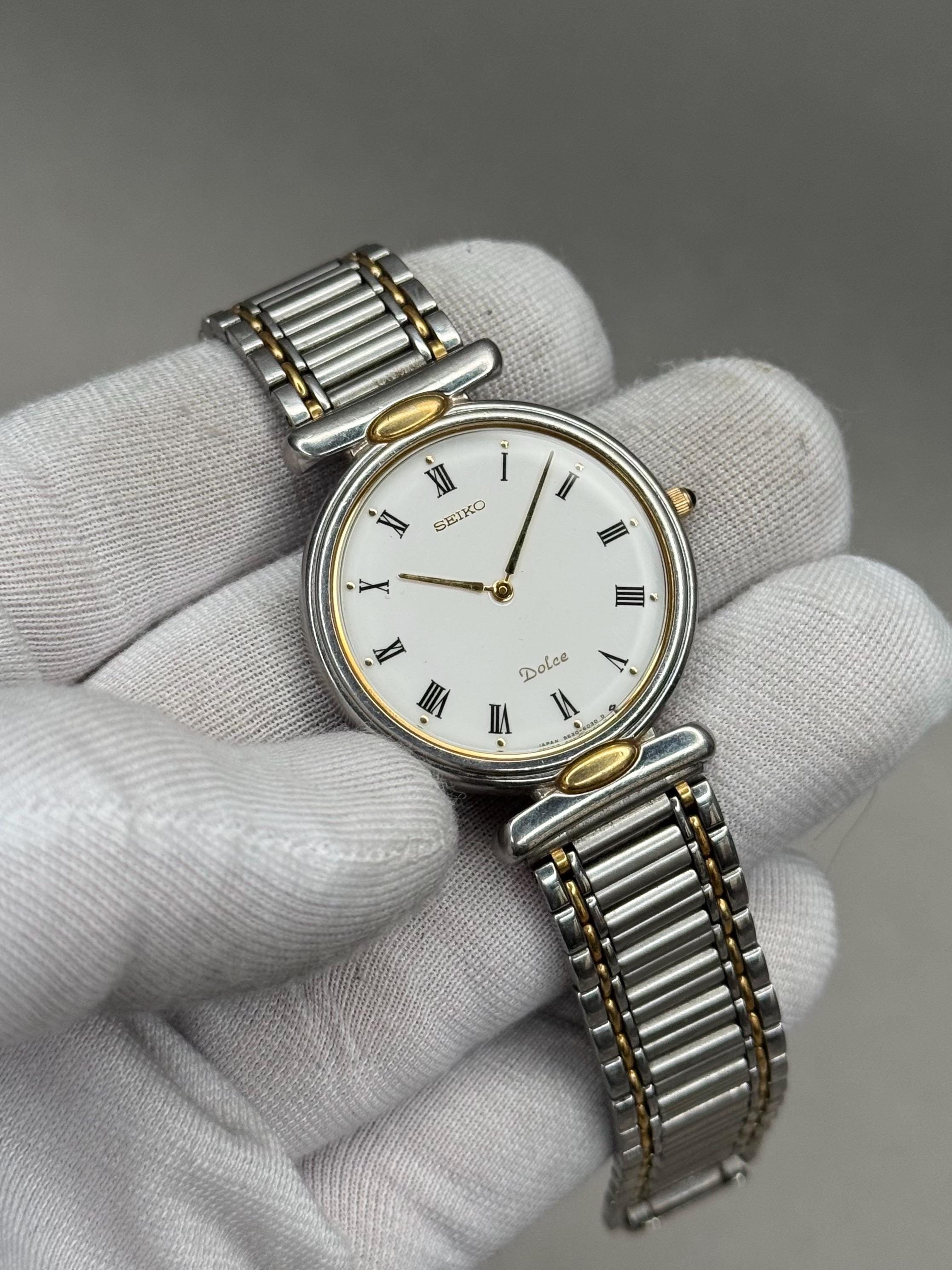 Vintage 1990 Exc+5 Seiko Dolce 9530-6030 Roman Two-tone Quartz