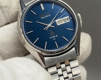 Vintage Seiko Type II 0903 6000 Black Dial Men Quartz Watch Japan