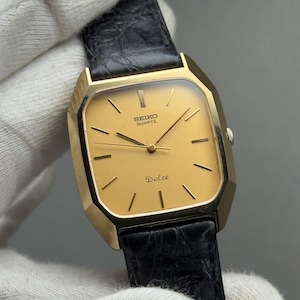 Vintage Seiko Dolce Gold Plated 30micron 6730 5190 Yellow Dial Men