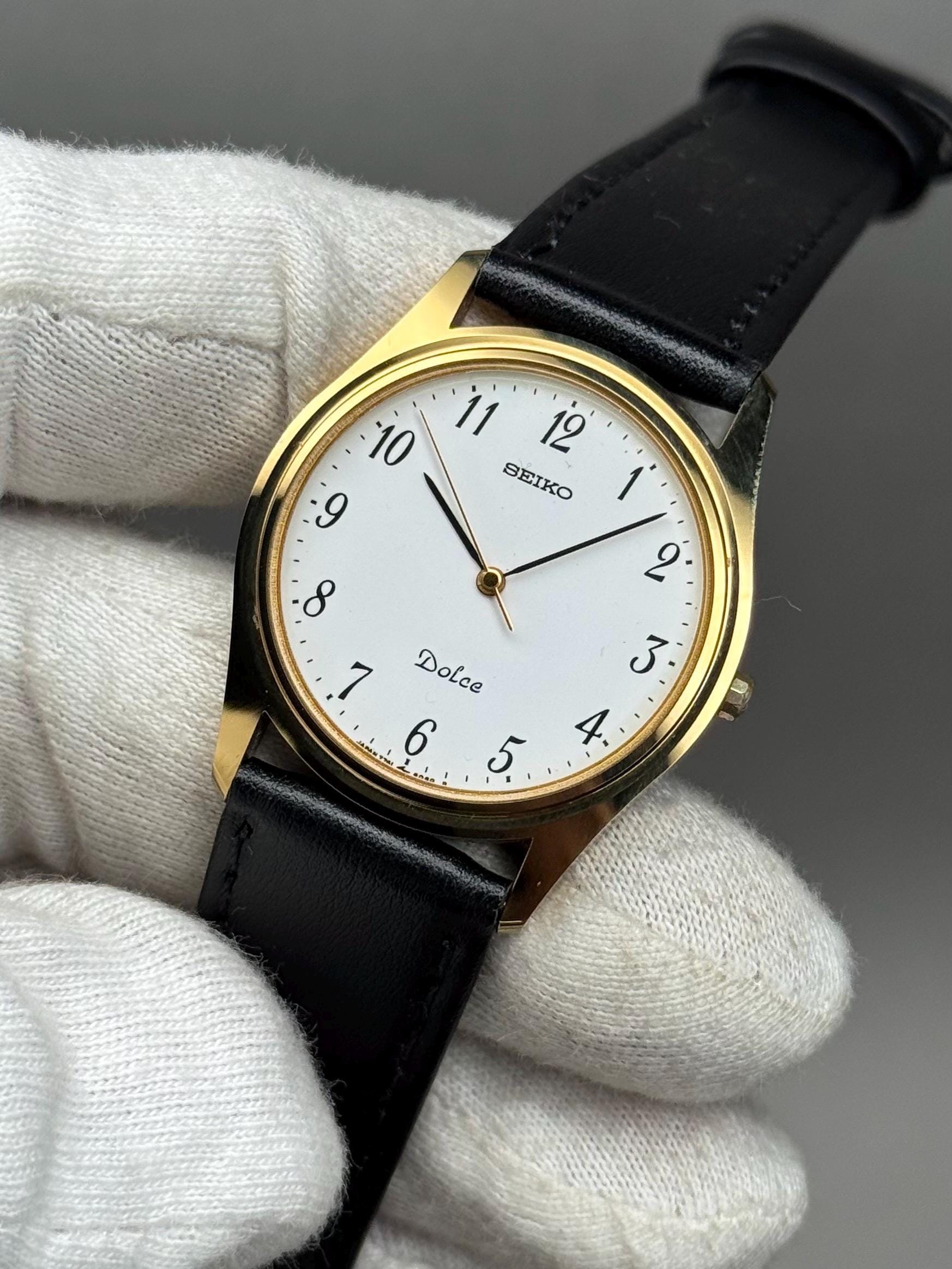 Vintage 1986 Seiko Dolce 7741-602A Gold Tone QZ Men's Watch