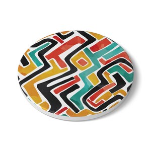Colorful Abstract Ceramic Coaster | Modern Home Decor, Unique Gift, Coffee Table Accessory, Housewarming, Art Lover&#39;s Gift