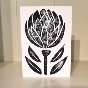 Waratah, tarjeta de felicitación con estampado botánico en cartulina de alta calidad.