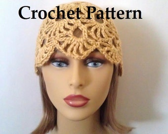 Crochet Pattern - Hat, Womens Lacy Cloche Hat, Instant Download