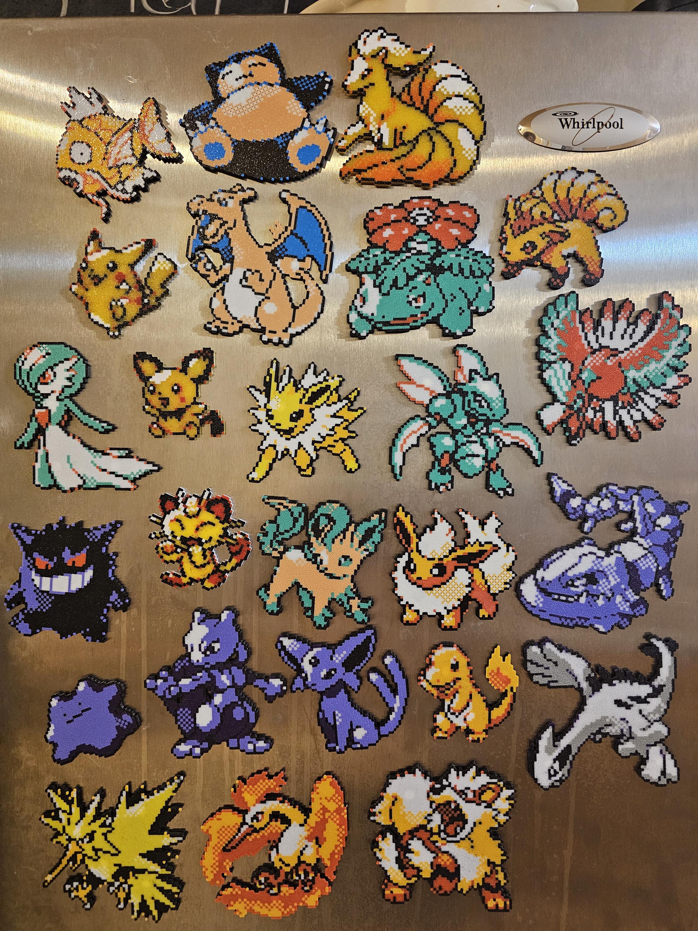 Pokemon Retro Pixel Sprite 3D Printed Magnet Part 1 - Pikachu, Snorlax, Flareon, Lugia, Venusaur, Magikarp, Vulpix, Mewtwo & More